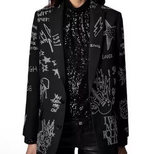 Zadig & Voltaire Black Graphic Blazer